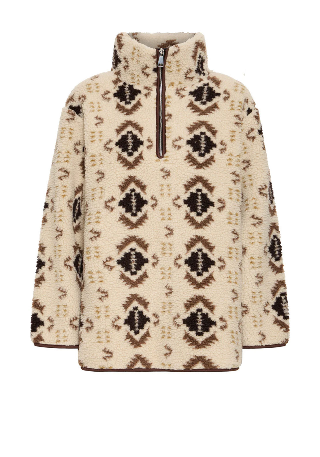 B.Young Cillian Printed Half Zip Fleece, Beige