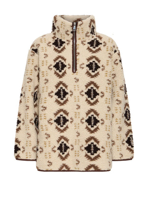 B.Young Cillian Printed Half Zip Fleece, Beige