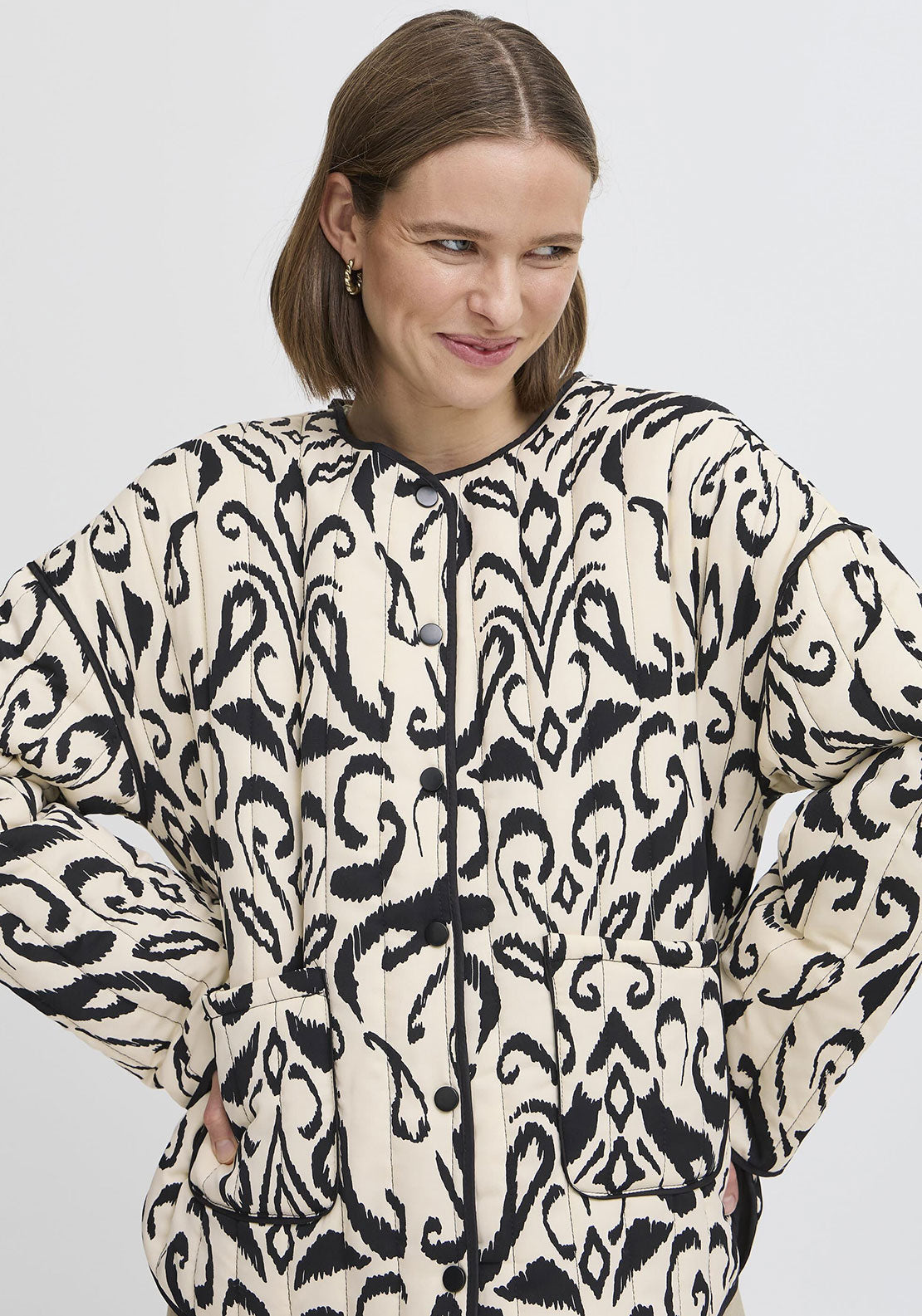 B.Young Delight Printed Quilted Jacket, Beige