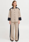 B.Young Idde Contrast Stripe Trousers, Beige and Black