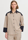 B. Young Idde Colour Block Shirt, Beige and Black