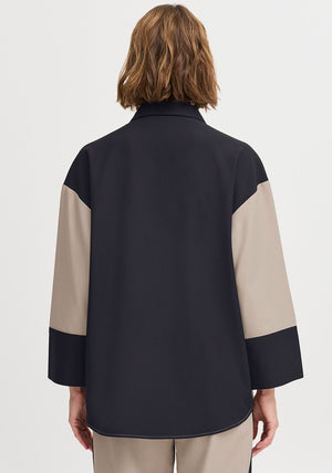 B. Young Idde Colour Block Shirt, Beige and Black