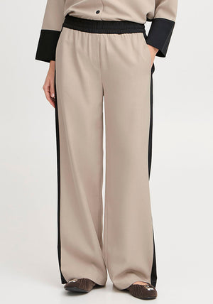 B.Young Idde Contrast Stripe Trousers, Beige and Black