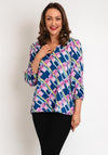 B.Young Josa Print Loose Fit Blouse, True Navy Mix