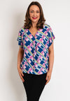 B.Young Josa V-Neck Print Blouse, True Navy Mix
