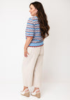 B. Young Knitted Button Down Front Cardigan, Blue Multi