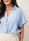 B. Young Falakka Striped Button Down Shirt, Blue and White