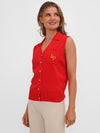 Kate & Pippa Button Up Vest Top, Red