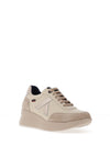CallagHan Leather Suede Wedge Trainers, Beige