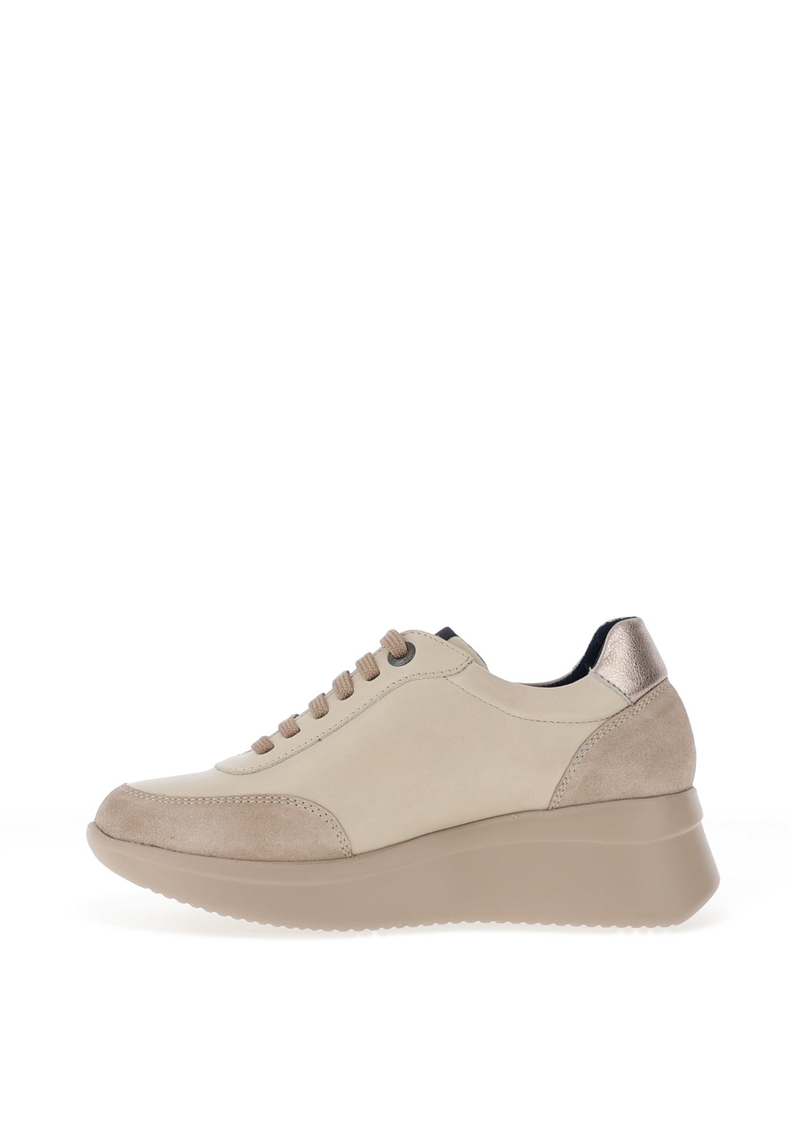 CallagHan Leather Suede Wedge Trainers, Beige