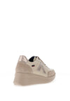CallagHan Leather Suede Wedge Trainers, Beige