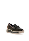 CallagHan Mixed Leather Wedge Loafers, Green