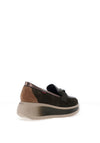CallagHan Mixed Leather Wedge Loafers, Green