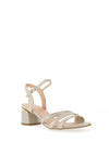 Bioeco By Arka Shimmering Leather Low Block Heeled Sandals, Gold