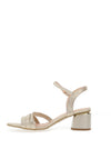 Bioeco By Arka Shimmering Leather Low Block Heeled Sandals, Gold