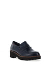 CallagHan Heeled Patent Loafers, Navy
