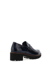 CallagHan Heeled Patent Loafers, Navy