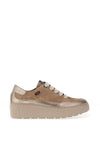 CallagHan Rhinestone Panel Platform Suede Trainers, Natural