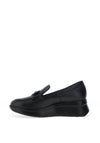 CallagHan Smooth Leather Wedged Loafers, Black