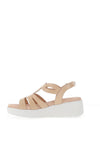 CallagHan Bera Leather Cut Out Sandals, Beige