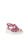 CallagHan Bera Leather Cut Out Sandals, Magenta