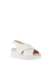 CallagHan Bera Leather Pearlescent Platform Sandals, White