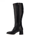 CallagHan Block Heel Knee High Leather Boots, Black