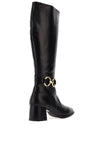 CallagHan Block Heel Knee High Leather Boots, Black