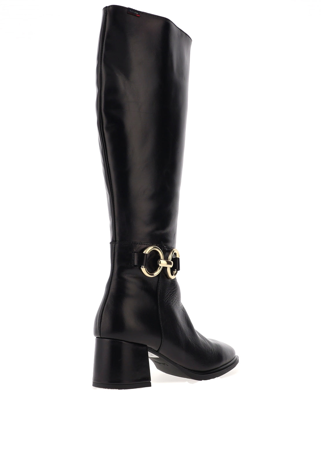 CallagHan Block Heel Knee High Leather Boots, Black