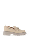 CallagHan Isasa Pebbled Leather Loafers, Beige