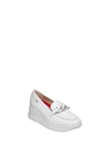 CallagHan Hanna Leather Pearlescent Platform Loafers, White