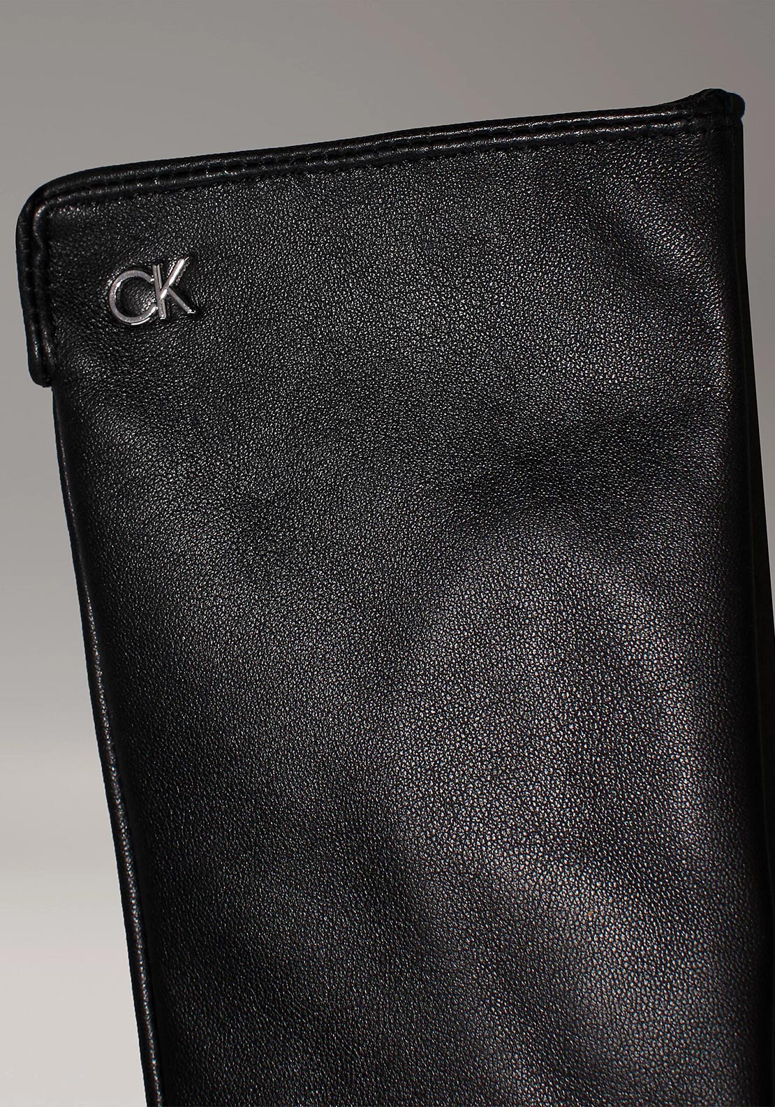 Calvin Klein Leather Touch-Screen Gloves, Black