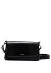 Calvin Klein Faux Croc Convertible Shoulder Bag, Black