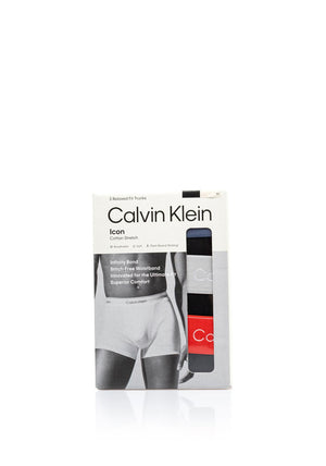 Calvin Klein Icon Cotton Stretch 3 Pack Relaxed Fit Trunks, Red Multi