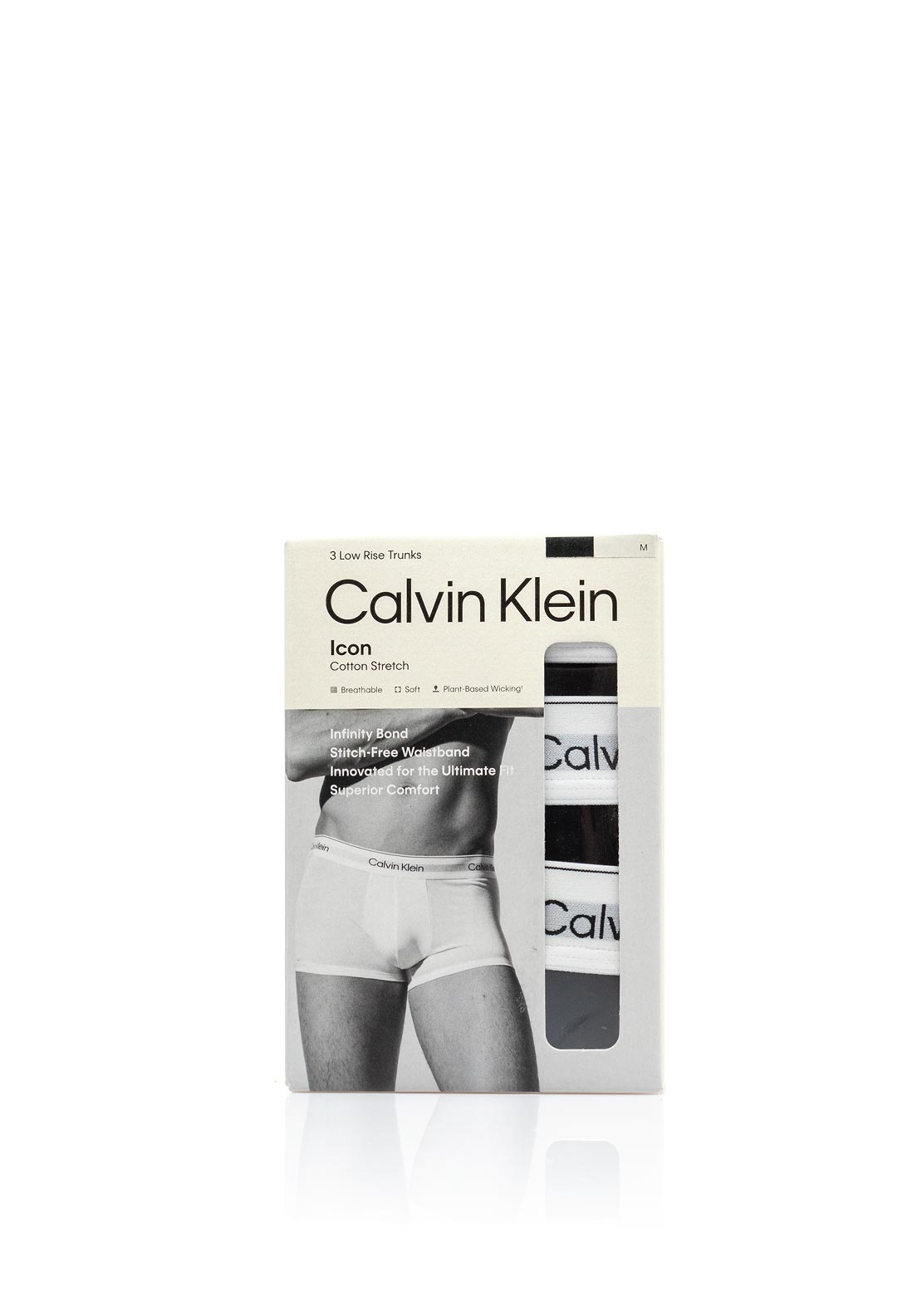 Calvin Klein Icon Cotton Stretch 3 Pack Low Rise Trunks, Black
