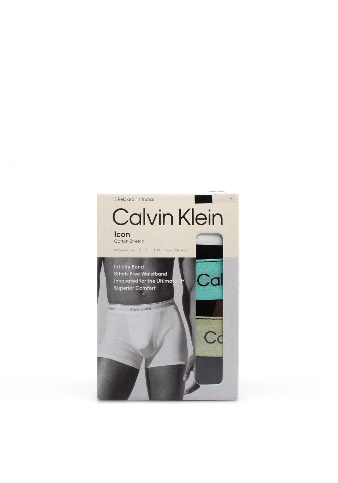 Calvin Klein Icon Cotton Stetch Relaxed Fit 3 Pack Trunks, Black Multi