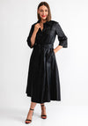Camelot Faux Leather Shirt Dress, Black