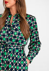 Camelot Print A-line Maxi Shirt Dress, Navy Green