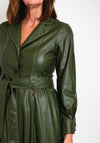 Camelot PU Trench Style Midi Dress, Deep Khaki