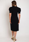 Camelot V-Neck Puff Sleeve Knee Length Dress, Black