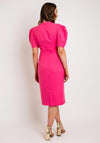 Camelot V-Neck Puff Sleeve Knee Length Dress, Pink