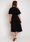Camelot Cold Shoulder Satin Touch Midi Dress, Black