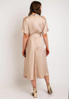 Camelot Cold Shoulder Satin Touch Midi Dress, Beige