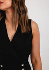 Camelot Double Breasted Satin Touch Midi Dress, Black