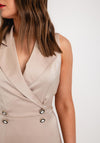 Camelot Double Breasted Satin Touch Midi Dress, Beige