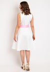 Camelot Corsage Belt A-Line Knee Length Dress, White