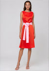 Camelot Corsage Belt A-Line Knee Length Dress, Red