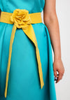 Camelot Corsage Belt A-Line Knee Length Dress, Turquoise