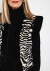 Camelot Faux Fur Zebra Print Waistcoat Jacket, Black