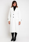 Camelot Contrasting Button Long Woven Coat, Snow White